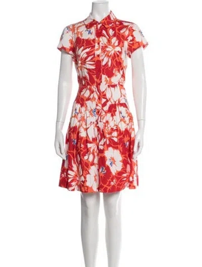 Pre-owned Diane Von Furstenberg Floral Print Mini Dress In Red