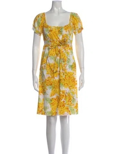Pre-owned Diane Von Furstenberg Floral Print Mini Dress In Yellow