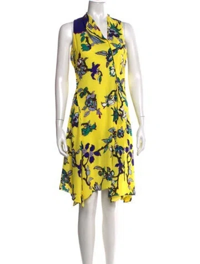 Pre-owned Diane Von Furstenberg Floral Print Mini Dress In Yellow