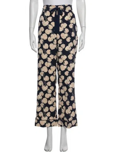 Pre-owned Diane Von Furstenberg Floral Print Pajamas W/ Tags In Blue
