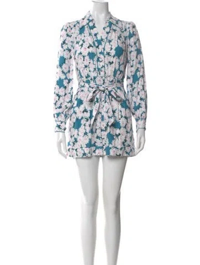 Pre-owned Diane Von Furstenberg Floral Print Romper In Black