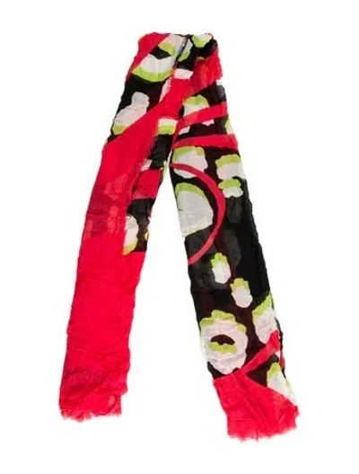Pre-owned Diane Von Furstenberg Floral Print Scarf In Black