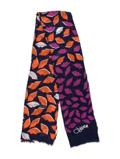 Pre-owned Diane Von Furstenberg Floral Print Shawl In Blue