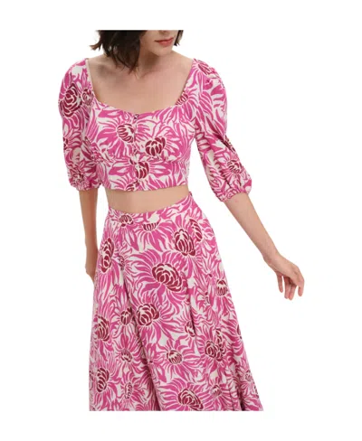 Diane Von Furstenberg Floral-print Short-sleeve Top In Pink