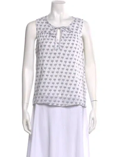 Pre-owned Diane Von Furstenberg Floral Print V-neck Blouse In White