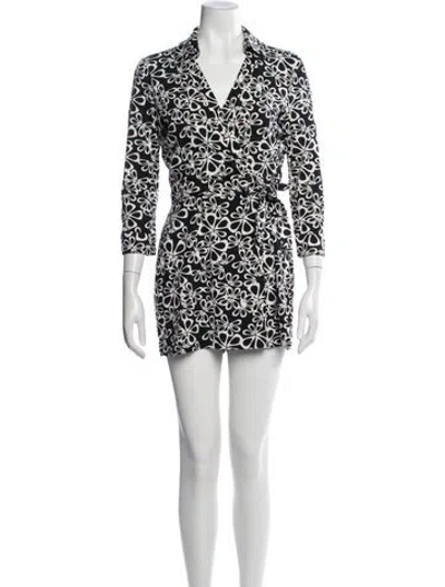 Pre-owned Diane Von Furstenberg Floral Print V-neck Jumpsuit In Multi