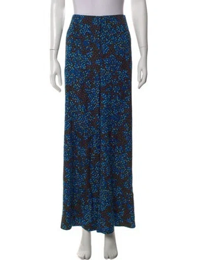 Pre-owned Diane Von Furstenberg Floral Print Wide Leg Pants In Black