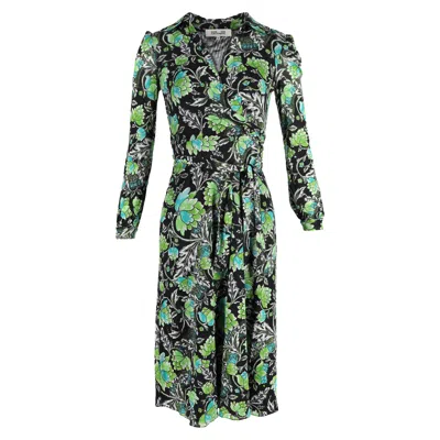 Diane Von Furstenberg Floral-print Wrap Dress In Green Viscose