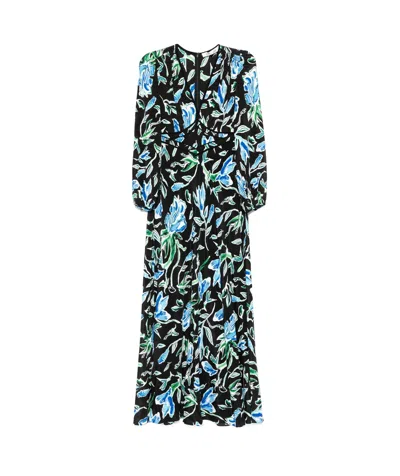 Diane Von Furstenberg Blaine Cotton Poplin Dress In Huge Opera Floral Black