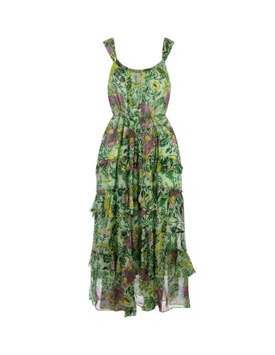 Diane Von Furstenberg Floral Printed Midi Dress In Green