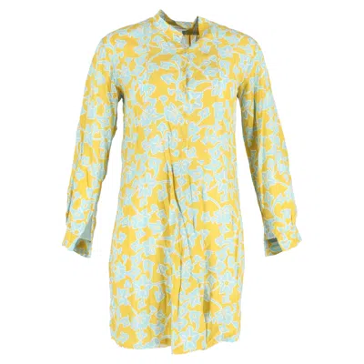 Diane Von Furstenberg Floral Shirt Dress In Yellow Cotton