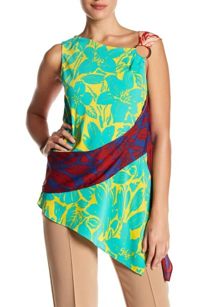 Diane Von Furstenberg Floral Silk Asymmetrical Blouse In Multicolor