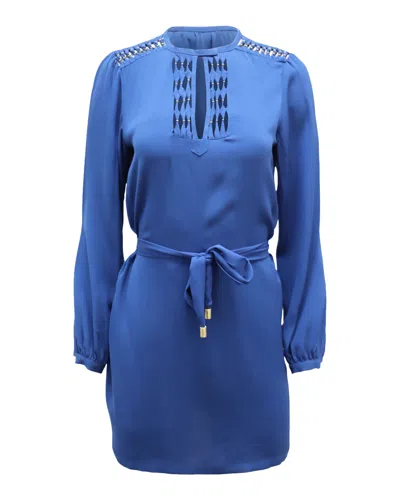 Diane Von Furstenberg Florina Tunic Short Dress In Blue Silk