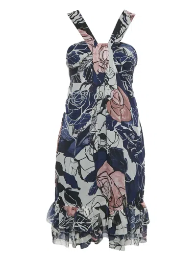 Pre-owned Diane Von Furstenberg Fluid Floral Dress In Blue