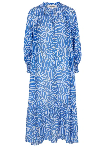 Diane Von Furstenberg Fortina Printed Midi Dress In Blue