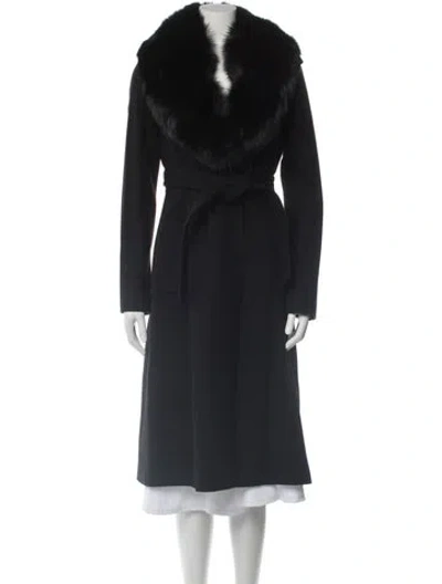 Pre-owned Diane Von Furstenberg Fox Faux Fur Coat In Black