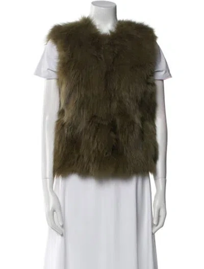 Pre-owned Diane Von Furstenberg Fox Fur Coat In Green