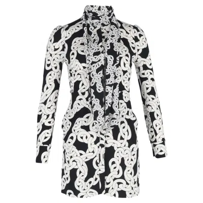 Diane Von Furstenberg Franca Chain-print Crepe Dress In Crawling Chain In Multicolor Viscose In Black