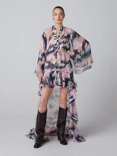 Diane Von Furstenberg Francesca Long Dress In Giant Palace Tiger Pink