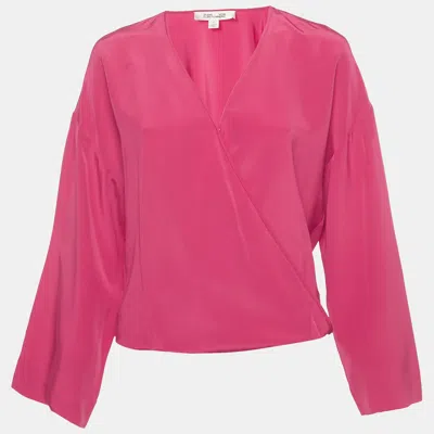 Pre-owned Diane Von Furstenberg Fuchsia Pink Silk Loose Fit Top S