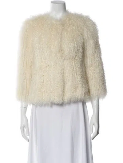 Pre-owned Diane Von Furstenberg Fur Fur Jacket In White