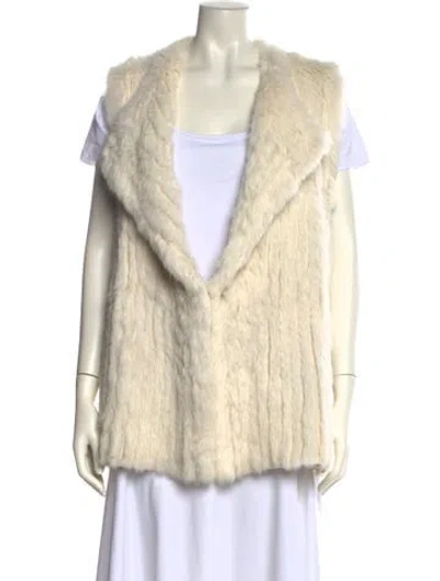 Pre-owned Diane Von Furstenberg Fur V-neck Sweater In Neutral