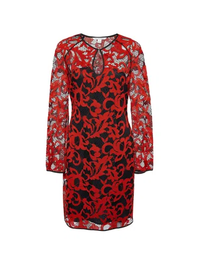 Pre-owned Diane Von Furstenberg Gadie Lace Mini Dress In Red