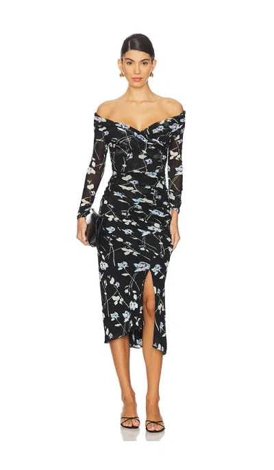 Diane Von Furstenberg Ganesa Dress In Final Act Floral Black