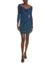 Diane Von Furstenberg Ganesa Off-the-shoulder Printed Mesh Mini Dress In Blue