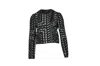 Diane Von Furstenberg Geometic Pattern Leather Trim Jacket In Black Wool In Black