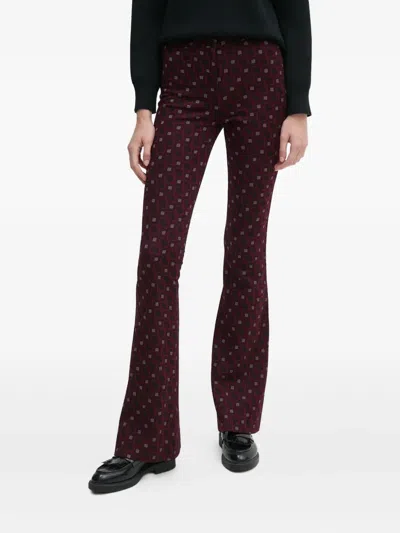 Diane Von Furstenberg Geometric Flared Trousers In Red