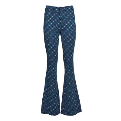 Diane Von Furstenberg Geometric Jacquard Knit Flared-leg Pants In Blue