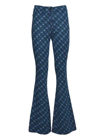 DIANE VON FURSTENBERG GEOMETRIC-PRINT FLARED TROUSERS