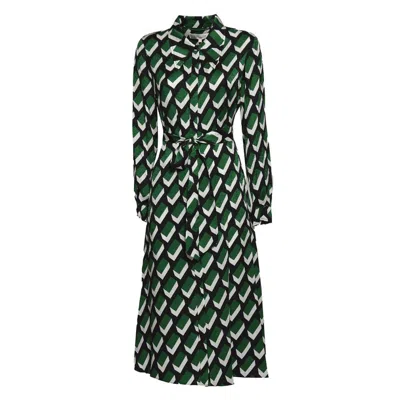 Diane Von Furstenberg Geometric Print Midi Chemisier Dress