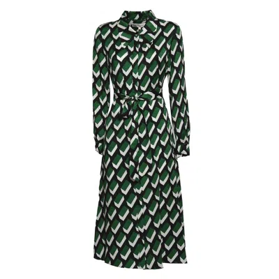 Diane Von Furstenberg Geometric Print Midi Chemisier Dress