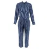 Diane Von Furstenberg Geometric Printed Long Sleeve Jumpsuit In Blue Viscose In Blue