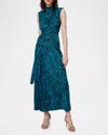 Diane Von Furstenberg Geri Abstract Striped Tie-waist Midi Dress In Zebra