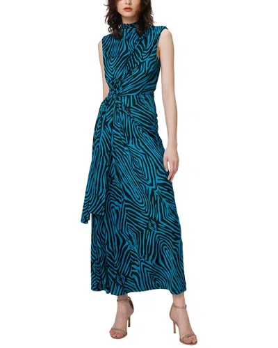 Diane Von Furstenberg Geri Abstract Striped Tie-waist Midi Dress In Huge Zebra Blue
