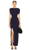 Diane Von Furstenberg Gertrude Ruched Maxi Dress In 藏青色