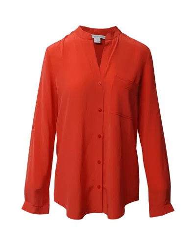 Diane Von Furstenberg Gilmore Buttondown Blouse In Orange Silk