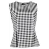 Diane Von Furstenberg Gingham Peplum Top In Black And White Polyester In Black