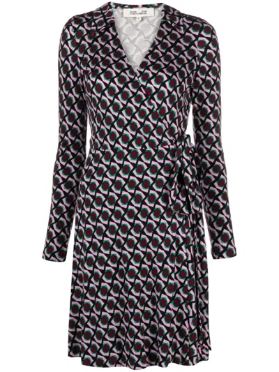Diane Von Furstenberg Gio Geometric-pattern Wrap Minidress In Red