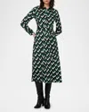 Diane Von Furstenberg Gizelle Geometric-print Midi Shirtdress In Blocks Green Lg