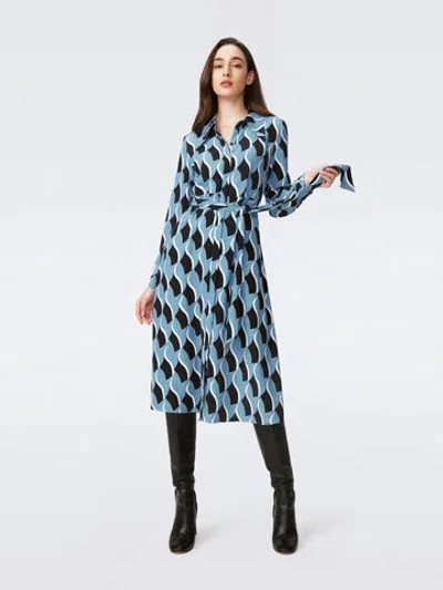 Diane Von Furstenberg Gizelle Jacquard Dress In Bird Weave Balanchine Blue