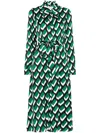 Diane Von Furstenberg Gizelle Geometric-print Midi Shirtdress In Green