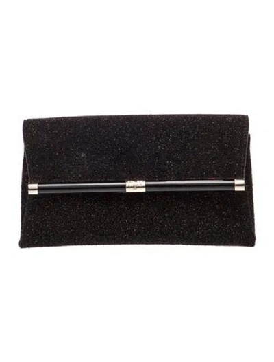 Pre-owned Diane Von Furstenberg Glitter Clutch In Black