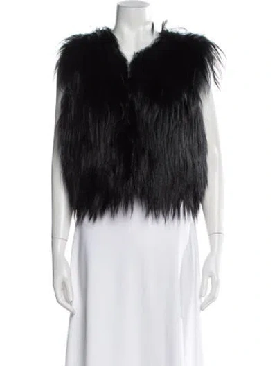 Pre-owned Diane Von Furstenberg Goat Fur Fur Jacket In Black