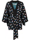 Diane Von Furstenberg Graphic-print Belted Kimono In Blue