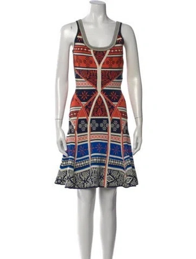 Pre-owned Diane Von Furstenberg Graphic Print Mini Dress In Blue