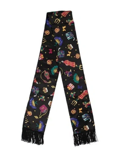 Pre-owned Diane Von Furstenberg Graphic Print Scarf In Black